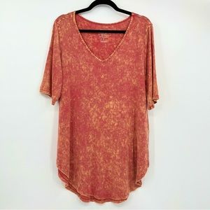 Torrid Super Soft Burnt Orange Mineral Wash V-neck Tee